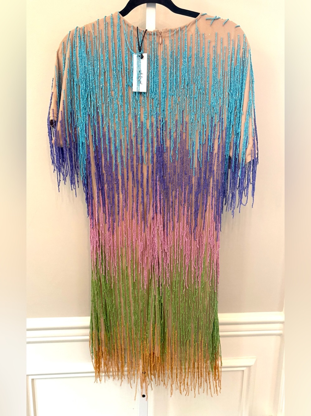 Nasty Gal Rainbow Fringe Tassel Mini Shift Dress Multicolor Size 8 NWT - Picture 6 of 16